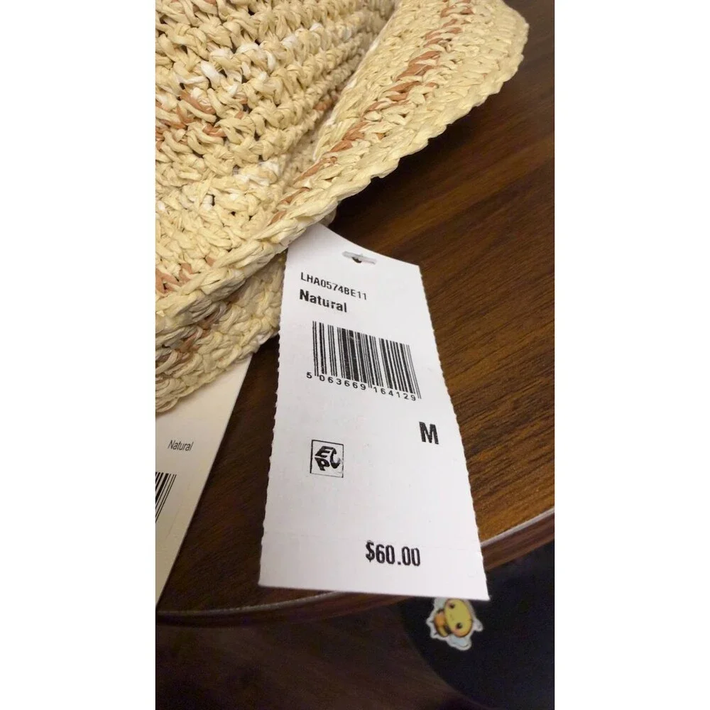 Barbour  Cloche  Hat  Natural  Paper  M  New  $60